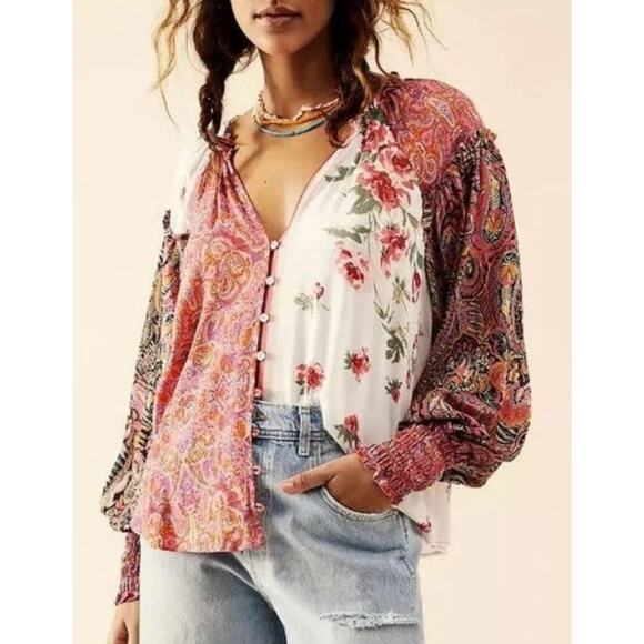 NWOT Free People Gemini Blouse XS, $128 E6 - Picture 3 of 12